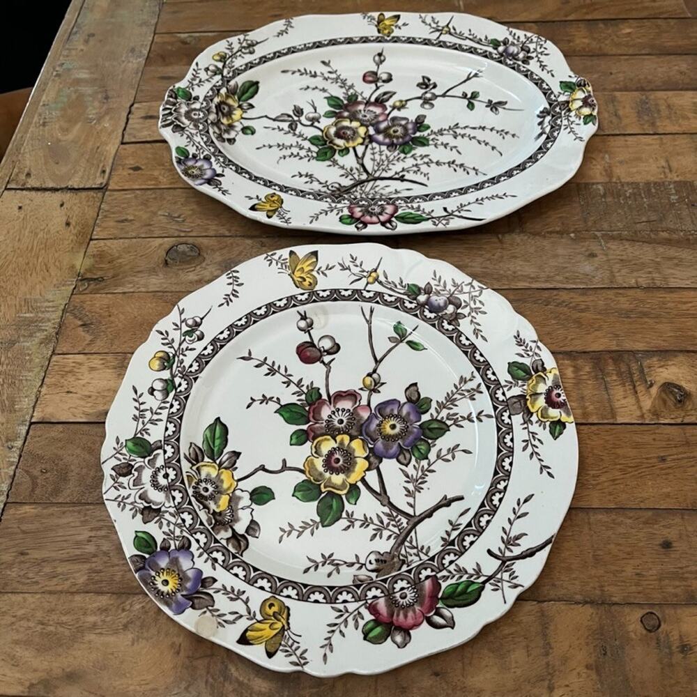 Alfred Meakin Dinner Plate & Serving Platter Discontinued Medway Decor Floral